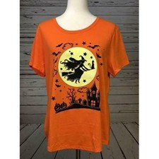 Halloween Witch T-Shirt XL Extra Large 16 18 Orange Tee Shirt NWT Glow in Dark picture