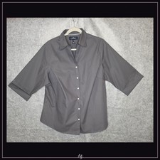 The Outfitters by Lands' End Gray 18W Cotton-Polyester Button-Down Shirt picture