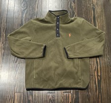 Polo Ralph Lauren Performance Snap Buttom Pullover Fleece Green Polyester  picture