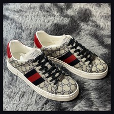Gucci Ace GG Supreme Canvas Beige Blue Men's Leather Low Top picture