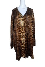 Vintage Victoria’s Secret Gold Label 100% Silk Leopard Nightshirt Size L 80-90s picture