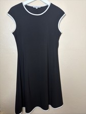 Annalee + Hope Dress Womens Small Black White Trim A-Line Fit & Flare Made USA picture