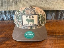 New C&B Farm + Outdoors Legacy Brown Camo Meshy Vintage Style Bull Patch Cap Hat picture
