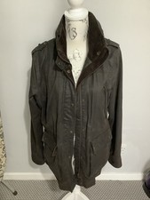 Fat Face Utility Jacket Size UK 16Womens Brown Lined Hooded Field Coat Wax Look picture