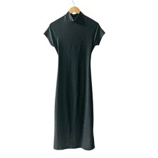 Lulus Gray Mock Neck Back Cut Out Midi Dress Size L Large picture