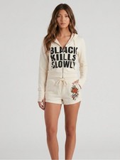 Ed Hardy Inspired Vintage Y2K love kills slowly zip hoodie shorts track set picture
