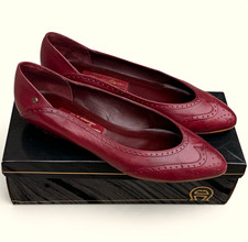 Vintage 1989 Etienne Aigner Burgundy Leather Wingtip Flats Shoes 8M Brazil picture