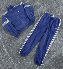 VTG Adidas Track Suit Men’s Large Jacket & Pants Windbreaker Lined Set 90s Y2K picture