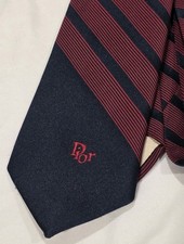 Vintage CHRISTIAN DIOR Dress Tie Navy & Red Polyester picture