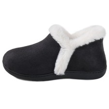 Women’s Warm Memory Foam Slippers V-Rim Collar Suede Shoes with NonSlip Rubber picture