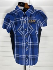 Harley Davidson Shirt 115 yrs Women Small Plaid Winged Logo Knit Panel Biker New picture