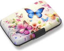 Colorful Butterfly RFID Blocking Aluminum Card Holder Slim Metal Wallet Women  picture