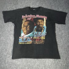 Vtg 1990s Biggie Tupac 2pac Memorial T-shirt Rap Tee Hip Hop 90s Mens Xl picture