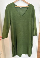 J Jill Womens Linen Tunic L Green Lagenlook Split Hem Forest Fairy Earthy Resort picture