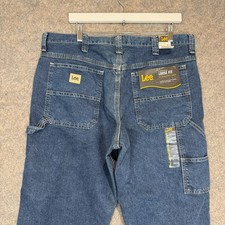 Vintage Lee Dungarees Cargo Carpenter Denim Jeans Mens 36x30 Loose Fit Blue Y2K picture