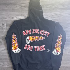Vintage Hells Angels Long Sleeve New Roc City NY 81 Size L Flame Sleeves Biker picture