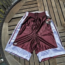 NWT Y2K Reversible Shiny Nylon Dazzle Reversible Basketball Shorts Maroon S picture