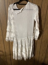  1920’S SHEER MUSLIN DRESS with EMBROIDERY + LACE WORK  picture