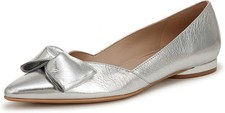 Naturalizer Women's Silver Havana Bow Flats NW/OB 6.5M picture