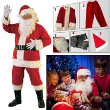 Merry Christmas Santa Claus Costume Suit 5pc Set Adult Cosplay Party Outfit Gift picture