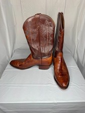 Lucchese 1883 ostrich-leg boots size 11D Congac Great Condition Vintage Rare picture