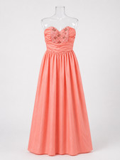 Vintage Trina Lewis & Marjon Couture Coral Strapless Dress, Made in England Even picture