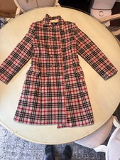 Burberry Girls Nova Check Wool Coat Size 12 Plaid Floral Lined Dress Coat picture