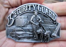 Vtg SECURITY GUARD Belt Buckle 1989 Bodyguard Officer Inspector Arroyo RARE VG++ picture