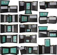 Marshal New Black & Brown wholesale lot of 24 Premium leather Bifold/Trifold... picture