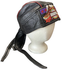 Vintage EASYRIDERS USA Embroidered Big Patch Leather Motorcycle Hat Headwear NOS picture