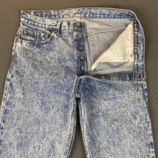 Vintage Levis 501 Jeans Mens 34x32* Blue Acid Wash 90s USA Button Fly Grunge picture