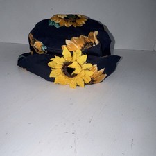 Vintage Eve Byer California Sunflower Bucket Hat Navy Cotton One Size Fits All picture
