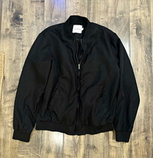 Topman Men's Black Bomber Jacket Full Zip Pockets Size M 42in Chest picture