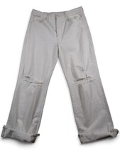Mother Jeans Womens 34x28 Ivory High Waisted Tunnel Vision Sneak Distressed USA picture