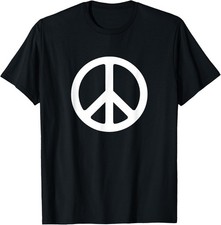 White Peace Sign Graphic T-Shirt Unisex Black Gift Idea picture