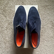 Santoni Blue Suede Lace-Up Sneakers Men’s US 11.5 UK 10.5 picture
