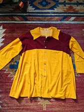 Vintage 80s Issey Miyake IS Sport Rugby Shirt in Yellow Red Cotton Corduroy picture
