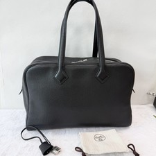 Authentic Hermès Victoria 35 Bag Black Leather Trendy handbag 100% eBay AG- picture