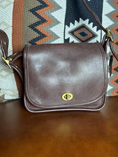Coach Brown Leather Small Shoulder Bag Turn Lock Adjustable Strap Charm Vintage picture