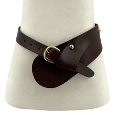 Women Wide Waist Fashion Vintage Cowhide Full Grain Leather Boho Concho Belt picture