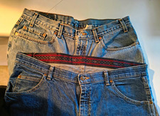 Wrangler And Levi Men's Regular RELAXED FIT Blue Denim Jeans Size 38x32 picture