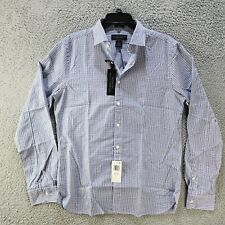 The Men's Store at Bloomingdale's Plaid Button Up Shirt Men's M Navy Long Sleeve picture