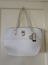 Nine West Reana White Large Shoulder Tote Bag NWT Silver Hardware picture