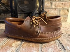 RRL Double RL Ralph Lauren Leather Moccasin Shoes Brown USA Made Mens 8D picture