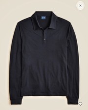 NWT J. Crew Small Long-sleeve Merino Wool Polo Shirt Deepest Navy Blue picture