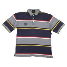Vintage Canterbury Shirt Mens MEDIUM Grey Striped Rugby Polo Collared Size M picture