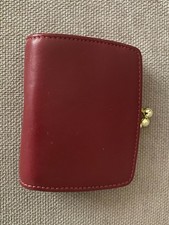Coach Vintage Kisslock Burgundy Red Leather Slim Framed Coin Purse Style #4794 picture