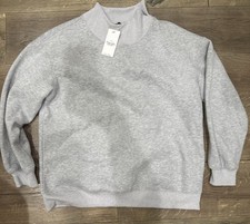 Trendy Queen Sweatshirt Mock Neck Pullover Drop Shoulder Relaxed Women's L NWT picture