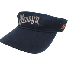 Vintage Wendys Dave Thomas Restaurant Black Uniform Visor Old Original Logo Hat picture