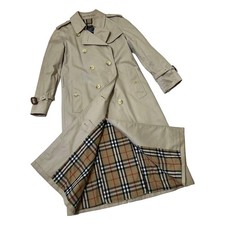 Burberrys Trench Coat Beige Cotton Blend Check Lining Made In England picture